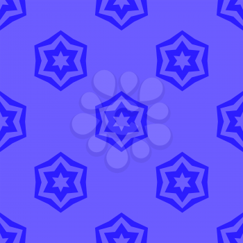 Seamless Blue Geometric David Star Background. Ornamental Blue Pattern