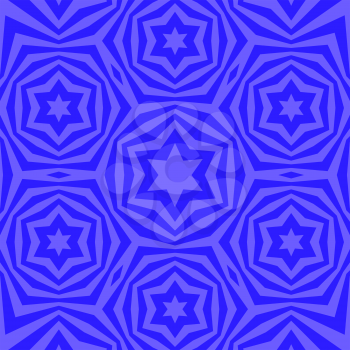 Geometric David Star Background. Ornamental Blue Pattern