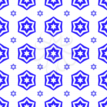 Blue David Star  Seamless Background. Jewish Symbol of Religion