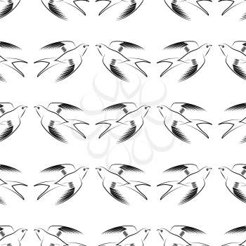 Flying Swallow Animal Seamless Pattern. Bird Geometric Background.