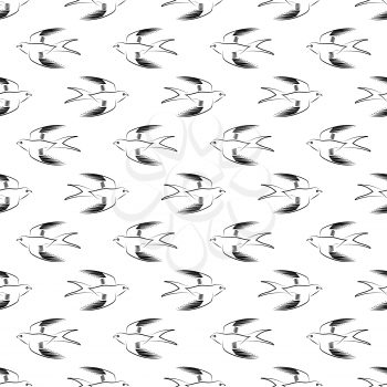 Flying Swallow Animal Seamless Pattern. Bird Geometric Background.