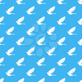 Fly Dove Seamless Pattern. Blue Bird Background