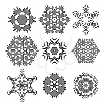 Set of Different  Ornamental Rosettes Isolated on White Background