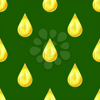 Yellow Drops Isolated on Green Background. Seamless Pattern