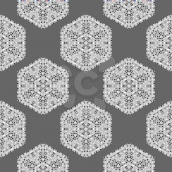 Creative Ornamental Mosaic Seamless Grey Pattern. Geometric Decorative Background