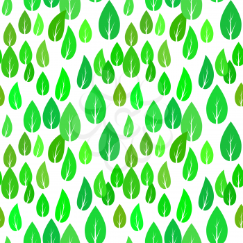 Summer Green Leaves  Isolated on White Background. Seamless Different Leaves Pattern