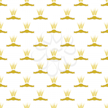 Wheats Ribbon Seamless Pattern. Beer Icons Isolated.
