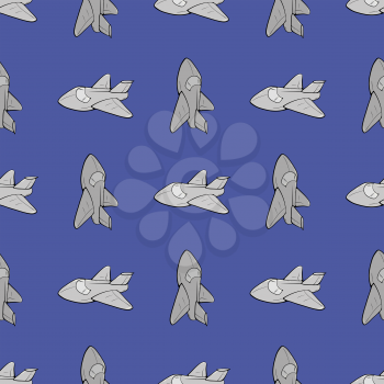 Seamless Aircraft Blue Background. Concept Airplane Pattern