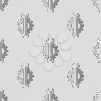 Set of Metallic Wrench Grey Seamless Pattern. Industrial Tool Background