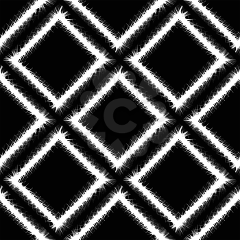 Decorative Grunge White Frame Seamless Pattern on Black Background