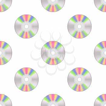 Colorful Compact Disc Seamless Pattern on White Background
