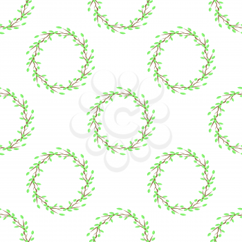 Summer Green Leaves Isolated on White Background. Seamless Leaves Pattern