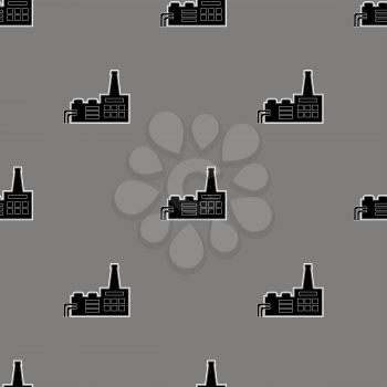 Seamless Grey Industrial Pattern. Chemical Factory Icons