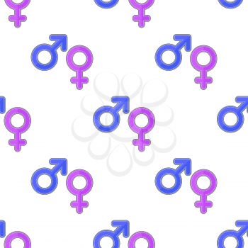 Female Male Symbols Seamless Pattern on White Background