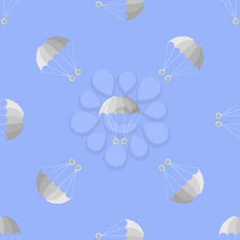 Parachute Seamless Pattern on Blue Sky. Extreme Sport Background.