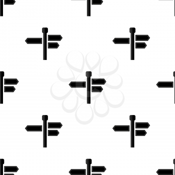 Black Signpost Arrows Seamless Pattern on White Background. Signpost Icons.