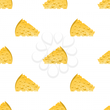 Cheese Slices Seamless Pattern on White. Milk Product Background