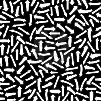 Different White Arrows Seamless Pattern on Black