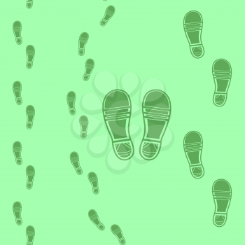 Clean Shoe Imprints Seamless Pattern Isolated on Green Background
