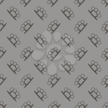 Metal Knuckles Silhouette Seamless Pattern on Grey.