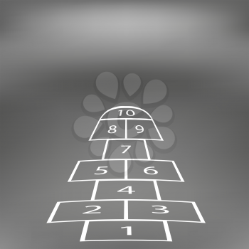 Hopscotch Game Isolated on Abstract Soft Grey Background.