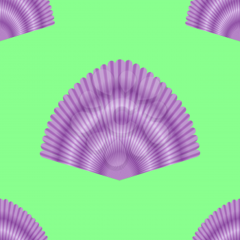 Exotic Seashell Seamless Pattern on Green Background