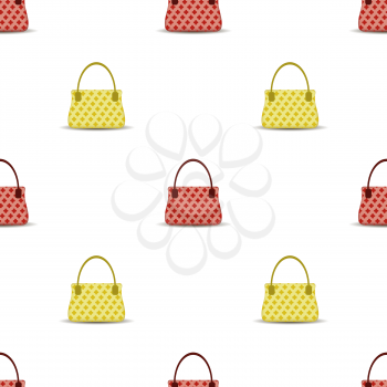 Seamless Womens Handbag Pattern on White Background.
