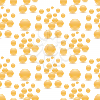 Scattered Pearls Seamless Pattern Isolated on White Background