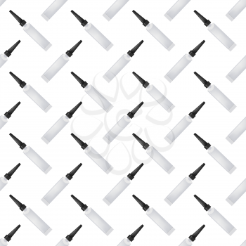 Glue Seamless Pattern on White. Set of Plastic Glue Tubes Background