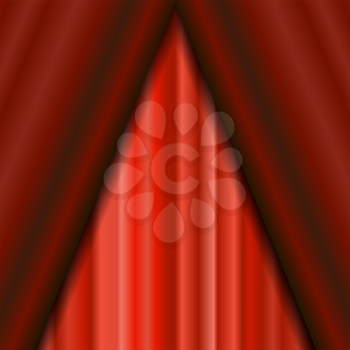 Cinema Closed Red Curtain. Red Textile Pattern. Cinema Stage.