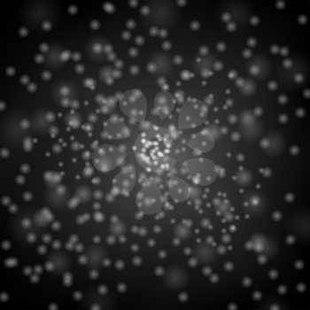 Glitter particles background effect. Sparkling texture. Star dust sparks in explosion on black background