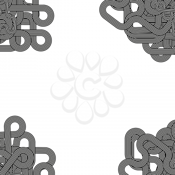 Line Retro Ornamental Pattern on White Background.