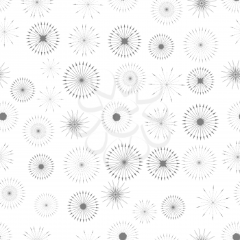 Set of Starbursts Symbols Seamless Pattern on White Background