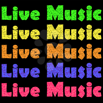 Musical Background. Guitar Silhouettes  Pattern. Decorative Live Misic Text