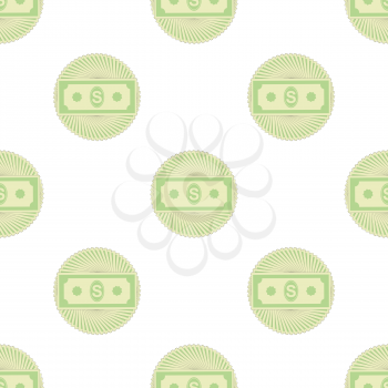 Set of Paper Dollars Seamless Pattern on White Background. American Banknotes. Cash Money. US Currency