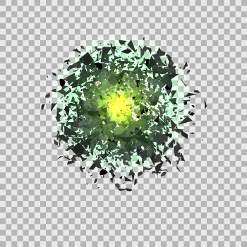 Green Explosion Cloud of Grey Pieces on Checkered Background. Sharp Particles Randomly Fly in the Air.