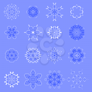 Round Geometric Ornament Isolated on Blue Background