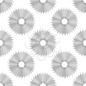 Circular Saw Steel Disc Seamless Pattern on White Background