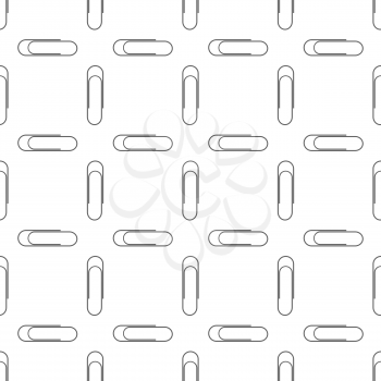 Paper Clip Silhouette Seamless Pattern on White