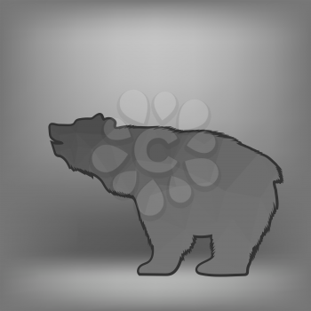 Bear Polygonal Silhouette Isolated on Blurred Grey Background