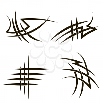 Set of Different Tribal Tattoo Design Isolated on White Background. Polynesian Design