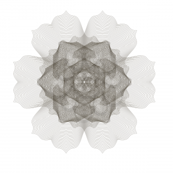 Geometric Ornament. Guilloche Rosette Isolated. Ornamental Round Decor