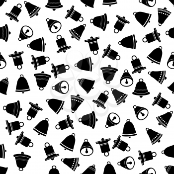 School Bell Seamless Pattern on White Background.