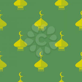 Yellow Dome Icon Seamless Pattern Isolated on Green Background