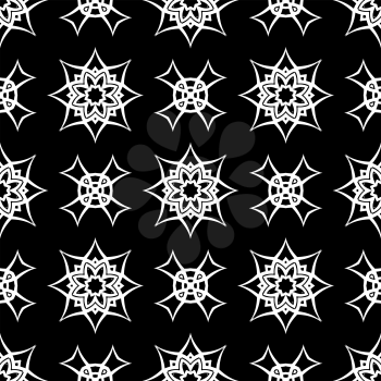 Black Ornamental Seamless Line Pattern. Endless Texture. Oriental Geometric Ornament