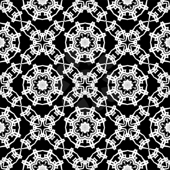 Black Ornamental Seamless Line Pattern. Endless Texture. Oriental Geometric Ornament