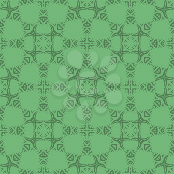 Green Ornamental Seamless Line Pattern. Endless Texture. Oriental Geometric Ornament