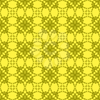Yellow Ornamental Seamless Line Pattern. Endless Texture. Oriental Geometric Ornament