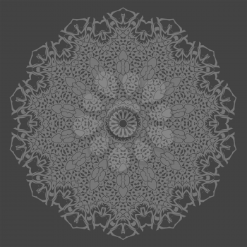Mandala Isolated on Grey Background. Round Ornament