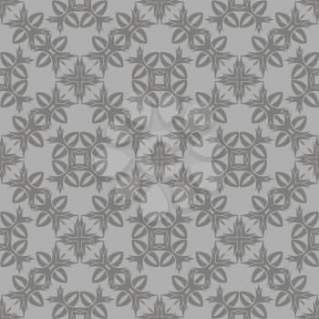 Grey Ornamental Seamless Line Pattern. Endless Texture. Oriental Geometric Ornament